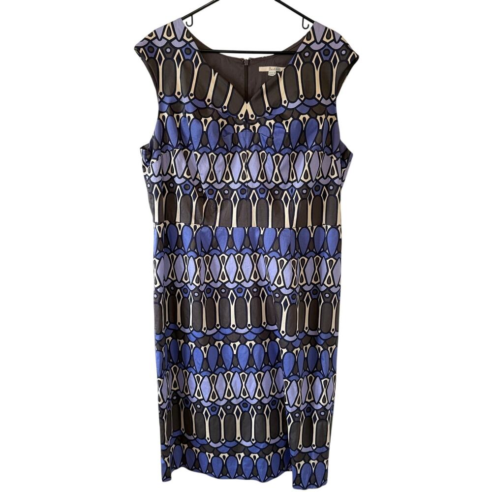 Women's Boden‎ Newbury Purple Gray Pattern Dress Size 16 L